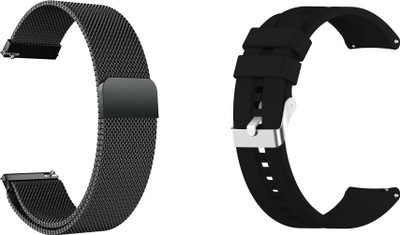 ACM WSM415B22BKBK1123 Pack of 2 Watch Strap Metal & Silicone 22mm for Huawei Watch Gt 2e Active 46mm Smartwatch (Black) Smart Watch Strap(Mullti Color)
