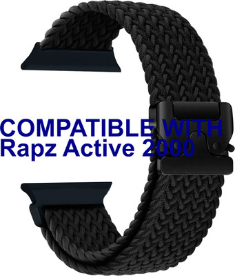 ACM WSM38Z40BK1591 Sliding 44mm 49mm Watch Strap Woven Braided Clipper for Rapz Active 2000 Smartwatch Black Smart Watch Strap(Black)