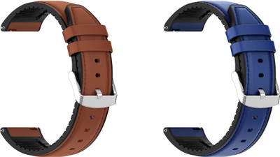 ACM WSM33U22BRBL3227 Pack of 2 Watch Strap Leather Silicone 22mm for Boult Drift Pro Smartwatch (Brown/Blue) Smart Watch Strap(Mullti Color)