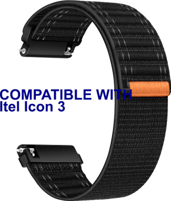 ACM WSM39A22BK3617 Watch Strap Nylon Soft 22mm for Itel Icon 3 Smartwatch Black Smart Watch Strap(Black)