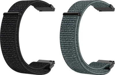ACM WSM3V22BKGY2455 Pack of 2 Watch Strap Nylon Loop 22mm for Fire-Boltt Almighty Bsw013 Smartwatch (Black/Grey) Smart Watch Strap(Mullti Color)