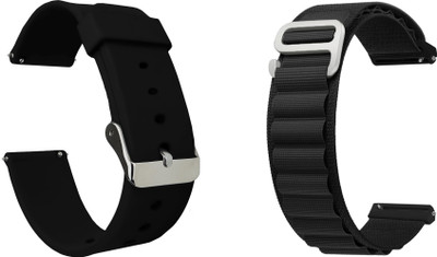 ACM WSM717B22BKBK2668 Pack of 2 Watch Strap Silicone & Nylon 22mm for Honor Watch Gs3 Smartwatch (Black) Smart Watch Strap(Mullti Color)