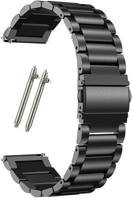 MOBRISTA 20mm Stainless Steel Chain Watch Strap with Magnetic Buckle 20 mm Metal Watch Strap(Black)