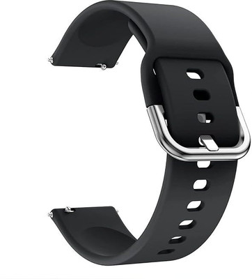 LNKART Soft Silicone 19mm Smartwatch Strap Metal Buckle Compatible with Noise Colorfit Pro 2/Oxy/Pulse/Beat, Boat Storm Smart Watch Strap(Black)