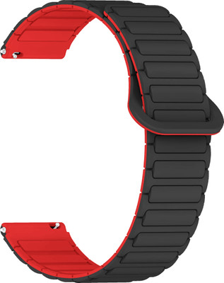 ACM Watch Strap Magnetic Silicone for Helix Timex Metalfit 2.0 Smartwatch Black with Red Smart Watch Strap(Mullti Color)