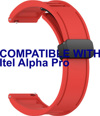 ACM WSM35W22RD3736 Watch Strap Magnetic Clasp 22mm for Itel Alpha Pro Smartwatch Red Smart Watch Strap(Red)