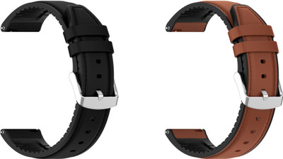 ACM WSM33U20BKBR3198 Pack of 2 Watch Strap Leather Silicone 20mm for Aeofit Atlas Smartwatch (Black/Brown) Smart Watch Strap(Mullti Color)