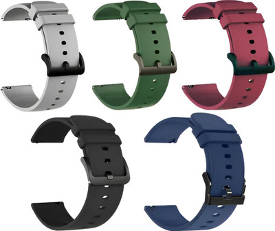 TooHype 22mm Replacement Combo 5 Soft Watch Strap Belt (Compatible Watch List In Photo) 22 mm Silicone Watch Strap(Grey, Green, Winred, Black, Navy Blue)