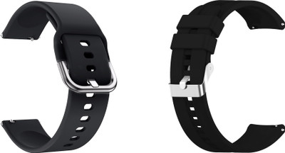 ACM WSM815B20BKBK2682 Pack of 2 Watch Strap Silicone 20mm for Amazfit Bip 3 Pro Smartwatch (Black) Smart Watch Strap(Mullti Color)