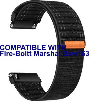 ACM WSM39A22BK3367 Watch Strap Nylon Soft 22mm for Fire-Boltt Marshal Bsw163 Smartwatch Black Smart Watch Strap(Black)
