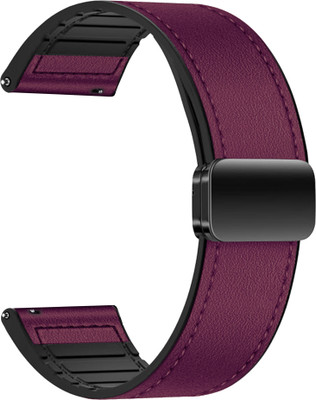 ACM Watch Strap 22mm Leather Magnetic Silicone for Boult Trail Pro Smartwatch Belt Purple Smart Watch Strap(Purple)