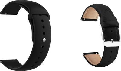 ACM WSM214B22BKBK2377 Pack of 2 Watch Strap Silicone & Leather 22mm for Gtab Gt2 Smartwatch (Black) Smart Watch Strap(Mullti Color)