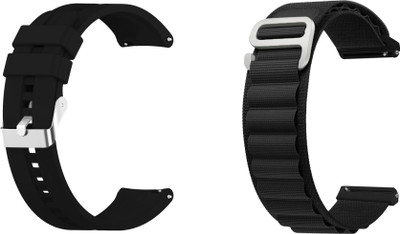 ACM WSM1517B22BKBK1723 Pack of 2 Watch Strap Silicone & Nylon 22mm for Maxima Max Pro X4 Smartwatch (Black) Smart Watch Strap(Mullti Color)