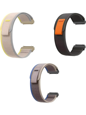 Firetook 22mm Adjustable Pack 3 Nylon Trail Loop Velcro (Compatible Watch List In Photo) 22 mm Fabric Watch Strap(Blue, Yellow, Black)