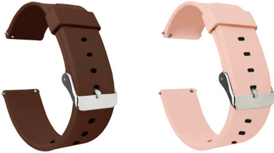 ACM WSM7A22BRCP3868 Pack of 2 Watch Strap Silicone 22mm for Nervfit Fuel S1 Pro Smartwatch (Brown/Creame Pink) Smart Watch Strap(Mullti Color)