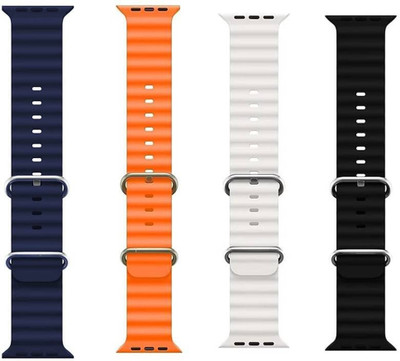 ASN 4 combo strap 44 mm Silicone Watch Strap(Blue, Black, White, Orange) deal from flipkart