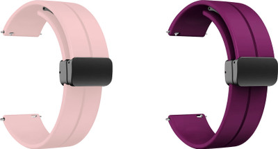 ACM WSM19G20CPKPU1194 Pack of 2 Watch Strap Magnetic Clasp 20mm for Samsung Galaxy Watch Active 2 44mm Smartwatch (Creame Pink/Purple) Smart Watch Strap(Mullti Color)