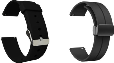 ACM WSM719B20BKBK2755 Pack of 2 Watch Strap Silicone & Magnetic Clasp 20mm for Truee Genx Pro Smartwatch (Black) Smart Watch Strap(Mullti Color)