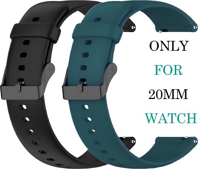 TRENDINGVIEW 20mm Premium Buckle Combo Watch Strap - Stylish & Durable Replacement for Strap 20 mm Silicone Watch Strap(Black, Tealblue)