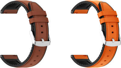 ACM WSM33U20BROR1603 Pack of 2 Watch Strap Leather Silicone 20mm for Zebronics Zeb-Fit1020ch Smartwatch (Brown/Orange) Smart Watch Strap(Mullti Color)