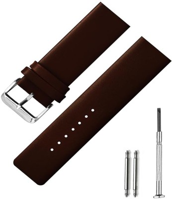 Rayyn CAMELLO PLAIN DESIGN 24 mm Genuine Leather Watch Strap(Brown)