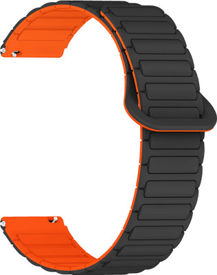 ACM Watch Strap Magnetic Silicone for Emporio Armani Matteo Smartwatch Black with Orange Smart Watch Strap(Mullti Color)
