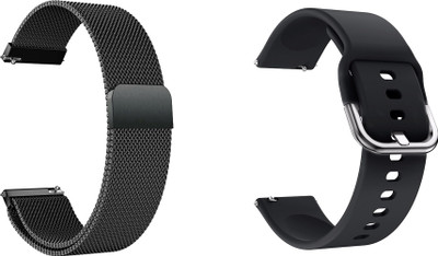 ACM WSM48B20BKBK1079 Pack of 2 Watch Strap Metal & Silicone 20mm for Garmin Vivoactive 3 Smartwatch (Black) Smart Watch Strap(Mullti Color)