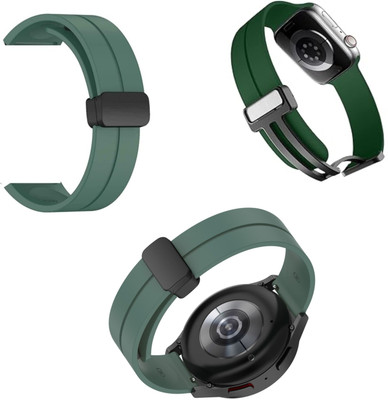 feelpzon Gray 20 MM Silicon Strap With Folding Magnetic 20MM Strap with Folding Magnetic Lock Compatible with Amazafit GTS 2 Mini, Amazfit Bip/Pro/Lite, Bip S, Amazfit GTR, Watch 4/ Watch 5 Compatible Smart Watch Strap(Green)