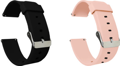 ACM WSM7A20BKCP2110 Pack of 2 Watch Strap Silicone 20mm for Shopevolves Nextfit Song S Smartwatch (Black/Creame Pink) Smart Watch Strap(Mullti Color)