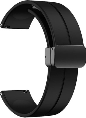 Rayyn [SMARTO3] Magnetic Folding Buckle and Quick Release Smart Watch Strap 22 mm Silicone Watch Strap(Black)