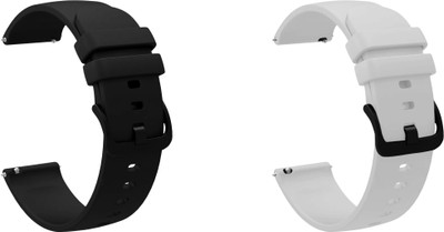 ACM WSM25M20BKWT2697 Pack of 2 Watch Strap Silicone Hook 20mm for Zebronics Zeb-Fit180ch Smartwatch (Black/White) Smart Watch Strap(Mullti Color)