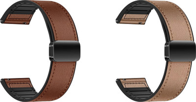 ACM WSM28P22BRGL2840 Pack of 2 Watch Strap Leather Magnetic Silicone 22mm for Number Xtro Smartwatch (Brown/Gold) Smart Watch Strap(Mullti Color)