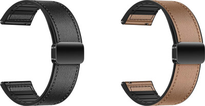 ACM WSM28P20BKGL2881 Pack of 2 Watch Strap Leather Magnetic Silicone 20mm for Hammer Pulse Ace Smartwatch (Black/Gold) Smart Watch Strap(Mullti Color)