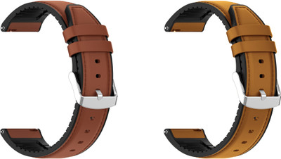 ACM WSM33U22BRGL2678 Pack of 2 Watch Strap Leather Silicone 22mm for Noise Colorfit Pulse Buzz Smartwatch (Brown/Gold) Smart Watch Strap(Mullti Color)