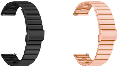 ACM WSM20H20BKRSG2304 Pack of 2 Watch Strap Adjustable Steel 20mm for V2a Cimo 1 Smartwatch (Black/Rose Gold Pink) Smart Watch Strap(Mullti Color)