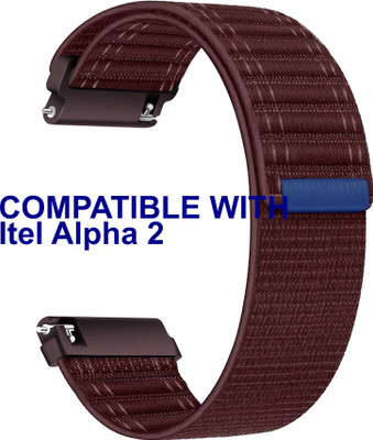 ACM WSM39A22PU3744 Watch Strap Nylon Soft 22mm for Itel Alpha 2 Smartwatch Burgundy Purple Smart Watch Strap(Purple)