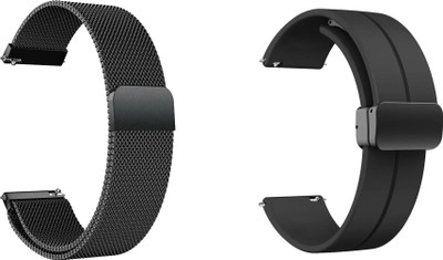 ACM WSM419B22BKBK2891 Pack of 2 Watch Strap Metal & Silicone Magnetic Clasp 22mm for Corseca Snugar Smartwatch (Black) Smart Watch Strap(Mullti Color)