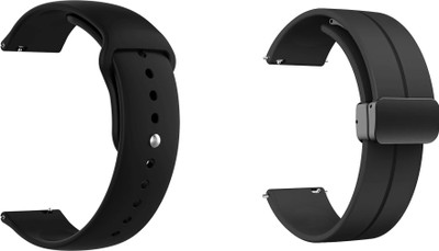 ACM WSM219B20BKBK1072 Pack of 2 Watch Strap Silicone & Magnetic Clasp 20mm for Garmin Forerunner 245 Music Smartwatch (Black) Smart Watch Strap(Mullti Color)
