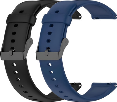 TRENDINGVIEW Soft Silicone 22mm Belt Strap for Smartwatches with stylish Black Buckle 22 mm Silicone Watch Strap(Black & Navy Blue)