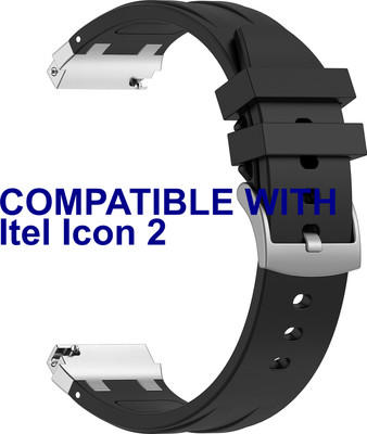 ACM WSM36X22BK3606 Watch Strap Metal Hook Silicone 22mm for Itel Icon 2 Smartwatch Black Smart Watch Strap(Black)