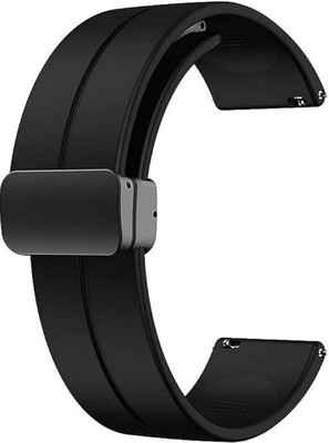 TRENDINGVIEW Magnetic Watch Band with Folding Buckle and Quick Release 20 mm Silicone Watch Strap(Black)