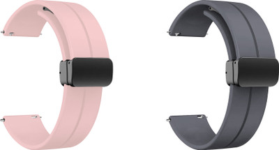 ACM WSM19G20CPKGY1306 Pack of 2 Watch Strap Magnetic Clasp 20mm for Aqfit W11 Smartwatch (Creame Pink/Grey) Smart Watch Strap(Mullti Color)