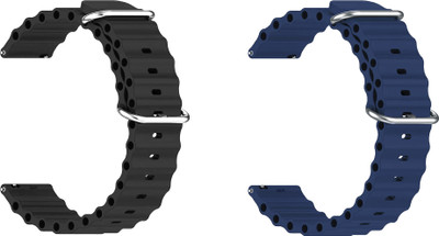 ACM WSM18F22BKDBL3052 Pack of 2 Watch Strap Silicone Smart 22mm for Play Playfit Slim 2c Smartwatch (Black/Dark Blue) Smart Watch Strap(Mullti Color)