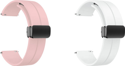 ACM WSM19G22CPKWT1153 Pack of 2 Watch Strap Magnetic Clasp 22mm for Mobvoi Ticwatch S2 Smartwatch (Creame Pink/White) Smart Watch Strap(Mullti Color)