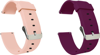 ACM WSM7A20CPPU1194 Pack of 2 Watch Strap Silicone 20mm for Samsung Galaxy Watch Active 2 44mm Smartwatch (Creame Pink/Purple) Smart Watch Strap(Mullti Color)