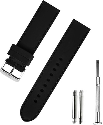 Rayyn SILIC Thick Strap Design 24 mm Silicone Watch Strap(Black)