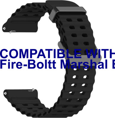 ACM WSM40B22BK3367 Watch Strap Silicone Sports 22mm for |Fire-Boltt Marshal Bsw163 Smartwatch Black Smart Watch Strap(Black)
