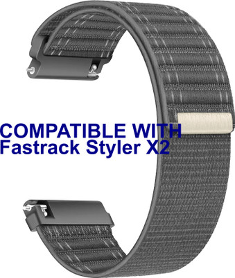 ACM WSM39A22GY3756 Watch Strap Nylon Soft 22mm for Fastrack Styler X2 Smartwatch Grey Smart Watch Strap(Grey)