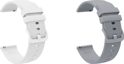 ACM WSM24L22WTGY2639 Pack of 2 Watch Strap Silicone Color Hook 22mm for Ambrane Fitshot Loop Smartwatch (White/Grey) Smart Watch Strap(Mullti Color)