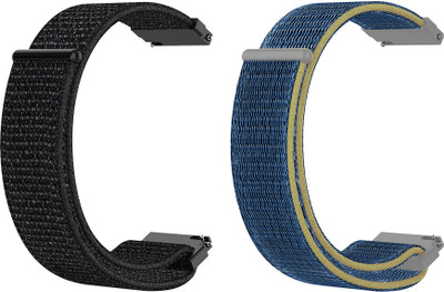 ACM WSM3V22BKBL2662 Pack of 2 Watch Strap Nylon Loop 22mm for Fire-Boltt Talk 2 Bsw042 Smartwatch (Black/Blue) Smart Watch Strap(Mullti Color)